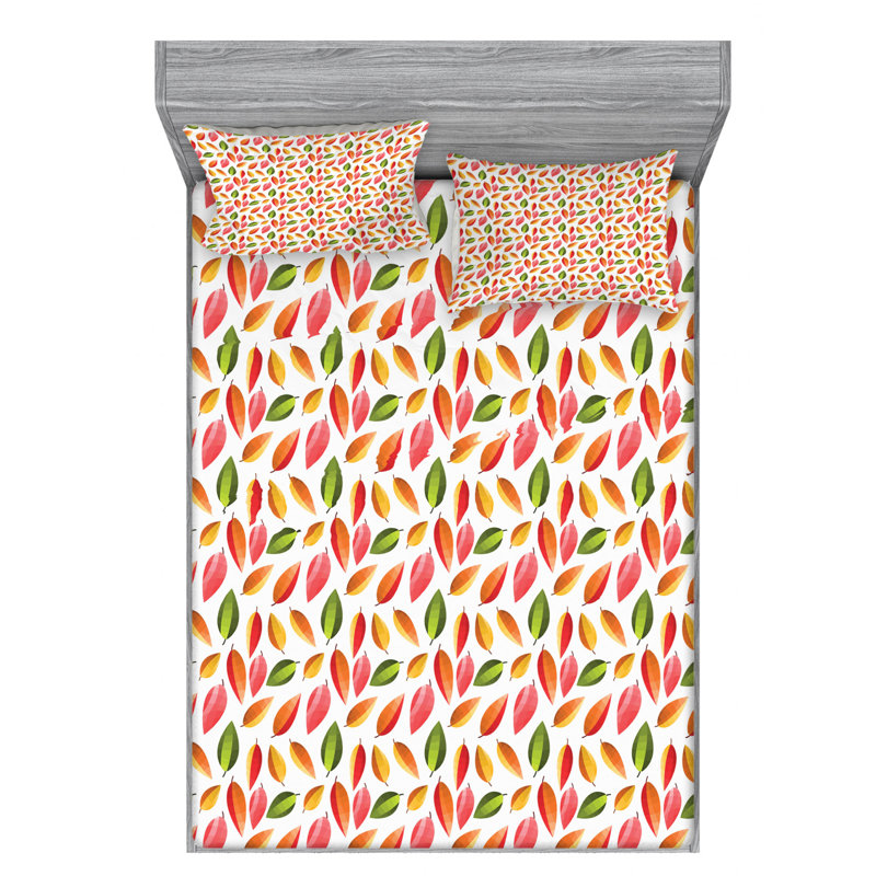 Microfiber Patterned Fitted Sheet, Queen Fitted Sheet with 2 Pillowcases