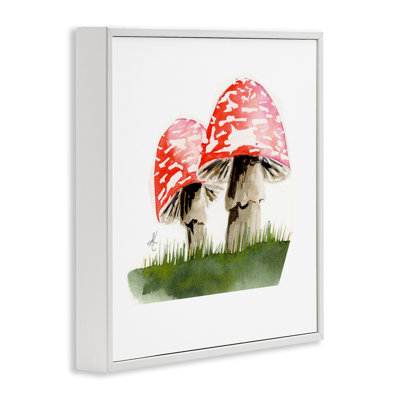 Paire de champignons rouges, estampe numérique encadrée par Alexandria Gilbert Kincaid