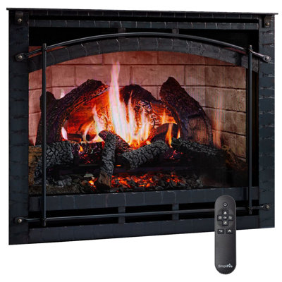 SimpliFire 36-in Inception Firebox with Wescott Mantel & Chateau Forge Decorative Front