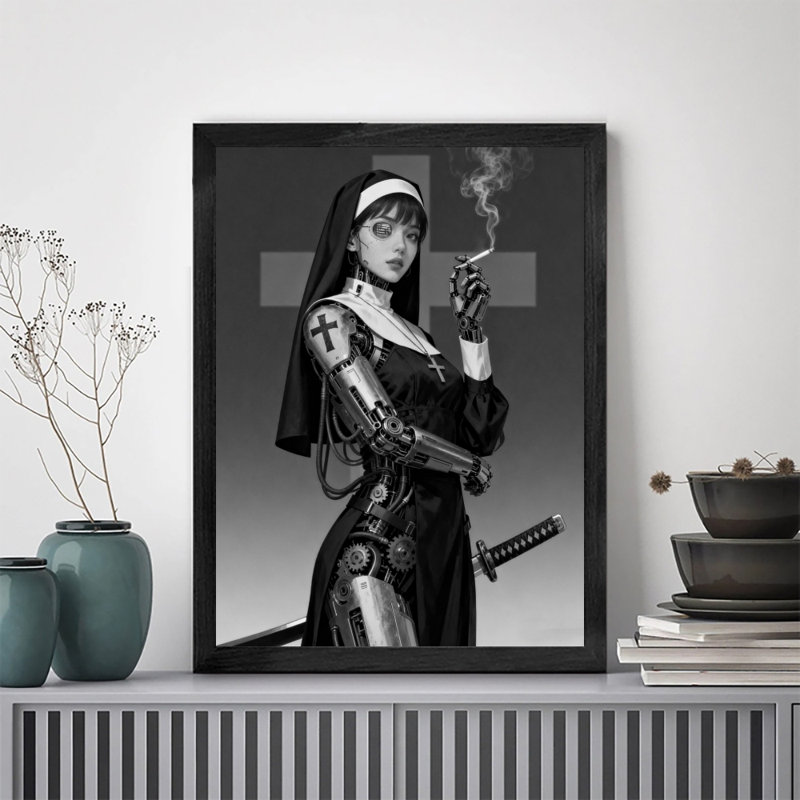 Reproduction d'art encadré noir rétro, H 11 po x l 9 po