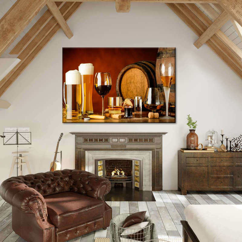 Vin et bière sur une impression sur toile, H 32 po x l 48 po x P 1,25 po