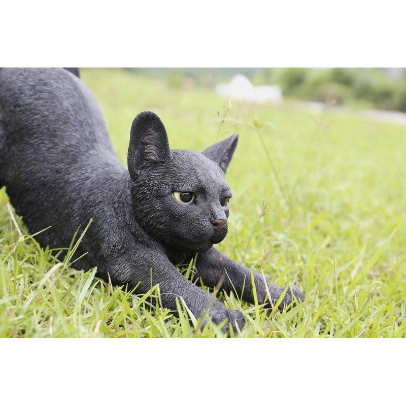 Cat Stretching Statue, Black