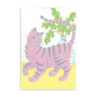 Plaque rose pour chat et plante d'intérieur, design par Hannah Moren