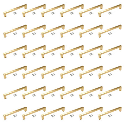 Paquet de 5 poignées d'armoire, poignées de bar, poignées de tiroir et poignées modernes en acier inoxydable doré CPMBXMO0001 Distance entre les trous: 3 3/4 po