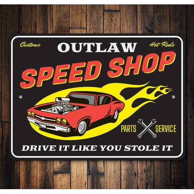 Enseigne en aluminium pour douanes Hot Rods