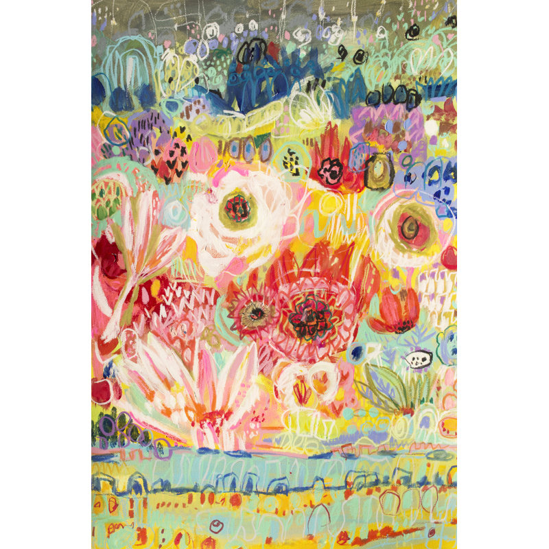 «Love to Travel II» par Karen Fields - peinture sur toile tendue, H 36 po x l 24 po x P 1,25 po