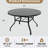 Round Outdoor Patio Dining Table, 47" Round Patio Table Wood-Like Grain with 1.57" Umbrella Hole, Metal Outdoor Dining Tables-1540196644