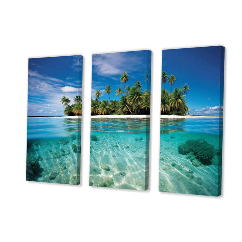 «Beach Photo Tropical Escape V» sur toile, reproduction de 3 pièces, H 28 po x l 36 po x P 1 po