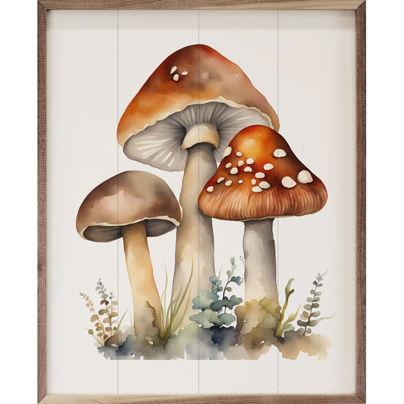 Trois champignons blancs, H 40 po x l 32 po x P 1 po