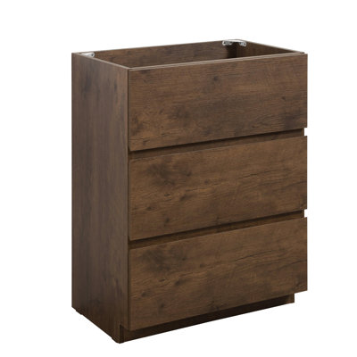 Walnut Color Floor Cabinet 24f-105: 3 Drawers, Pre-assembled, Modern Elegance Feature Design, Max Storage, Silent & Smooth, Handle-, Basin Not Included 24f-105 Cabinet: Walnut, Classy Style, Smooth