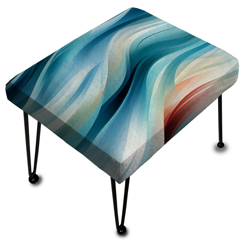 Blue Harmony Of Waves - repose-pieds rectangulaire rayé
