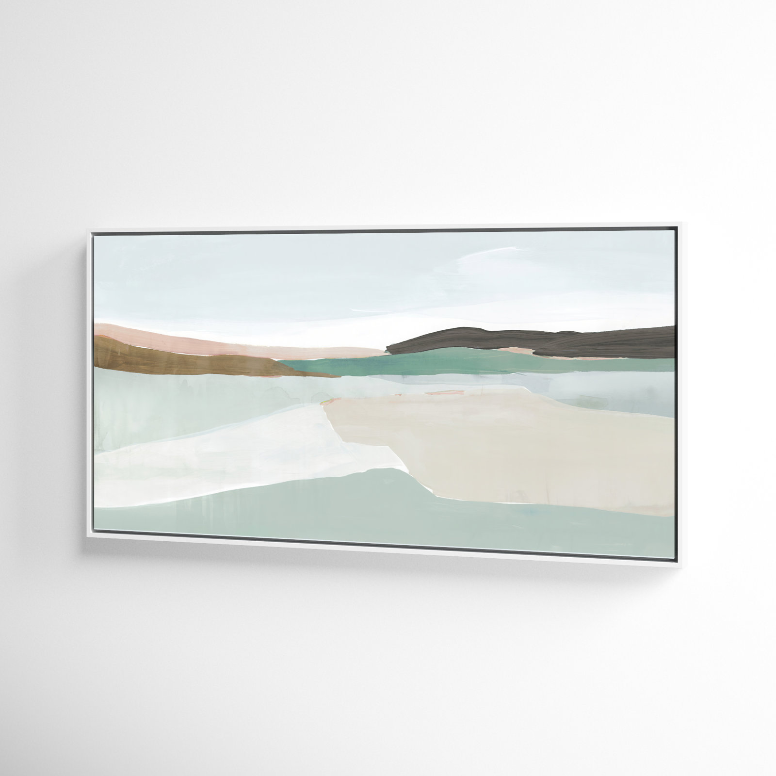 Ali "Sole of the Land I" Painting, 25.5" H x 49.5" W, White