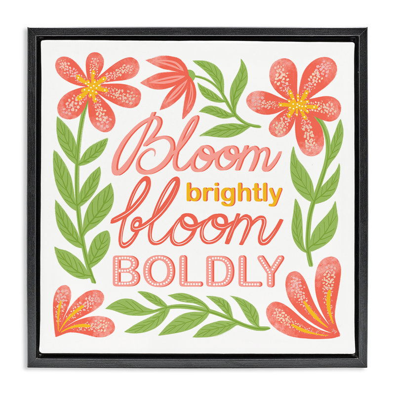 «Bloom Brightly Flower Border» par Martina Pavlova, Cadre flottant noir de jais, H 18 po x l 18 po