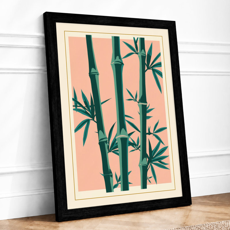 Three Bamboo Stalks Botanical - Framed Print, Black, A3 - 42.0 x 29.7 cm
