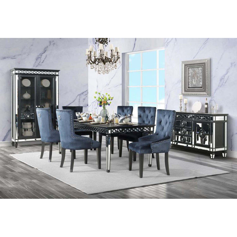 Chaise d'appoint rembourrée bleu marine et noire Varian II (ensemble de 1, sans table incluse)