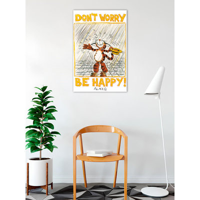  Officiellement sous licence «Ne vous inquiétez pas, soyez heureux», affiche d'art - 24 x 36 po - reproduction décorative - papier affiche - prête à encadrer