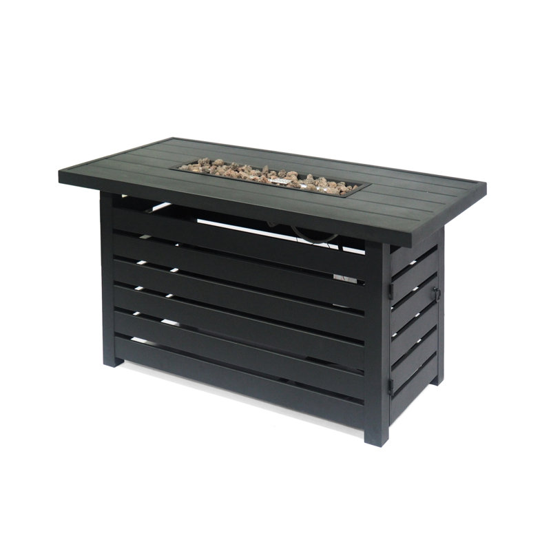 Foyer rectangulaire en fer avec 30 000 BTU et compartiment de réservoir gardé - l 45,00 po x P 42,00 po H 24,67 po, noir, assemblage simple et facile à assembler