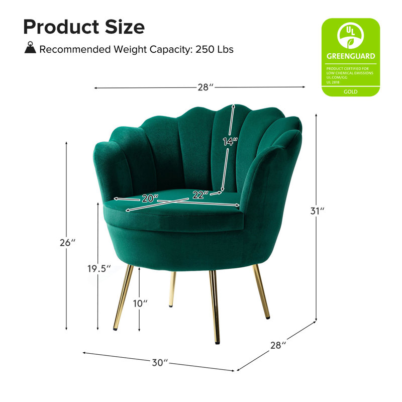 Fauteuil demi-tonneau en velours 30 po Hendrix, Vert