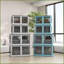 Bacs de rangement empilables avec couvercles Roues de 18 gallons | Bleu | Plastique-814033144