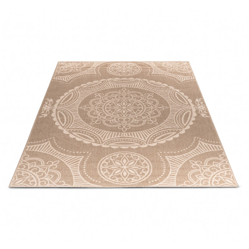 Tapis d'intérieur / extérieur à motif médaillon dynamique Dheny, Rectangle 5 pi 3 po x 7 pi 7 po