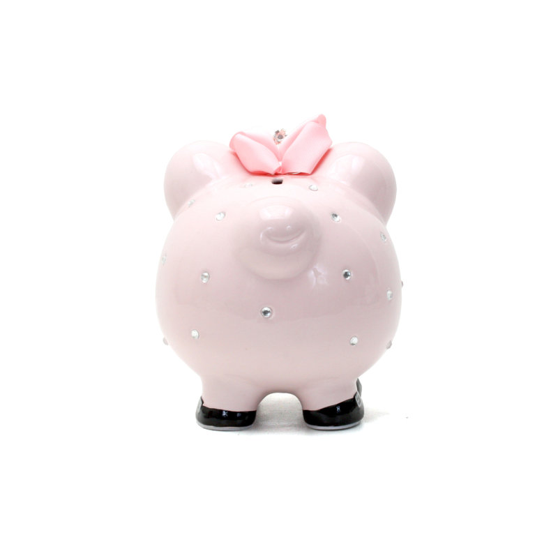 Pink Ceramic Princess Piggy Bank with Crown