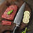 18 Pieces Damascus Kitchen Knife Set, 8 Piece Steak Knives, Non-slip ABS Ergonomic Triple Rivet Handle for Meat Fork, Knife Sharpener and Shears, 17 Slots Wooden Knife Block