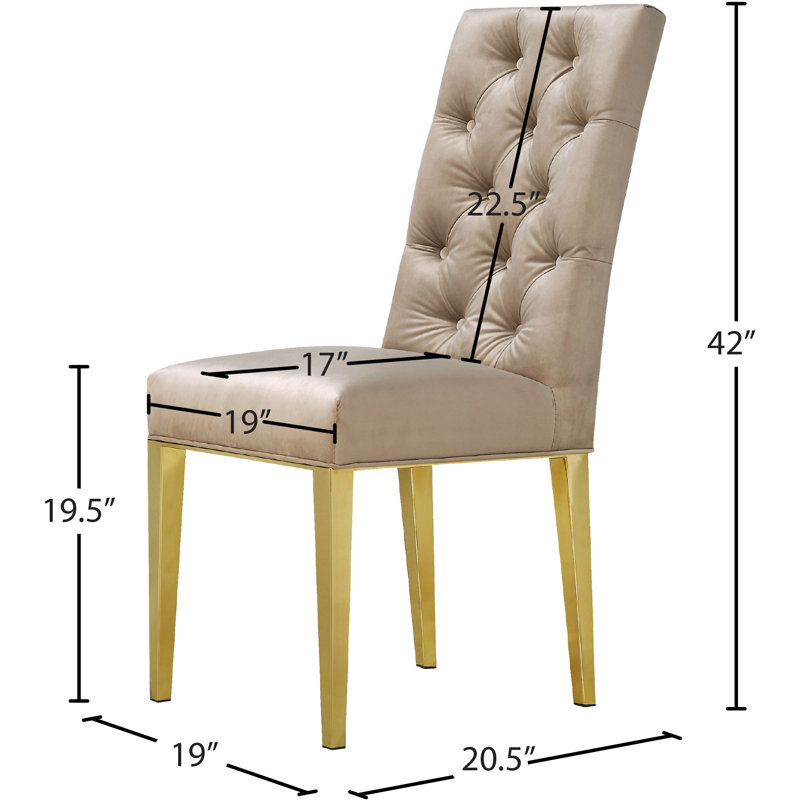Chaise parsons rembourrée Wilham, Velours beige