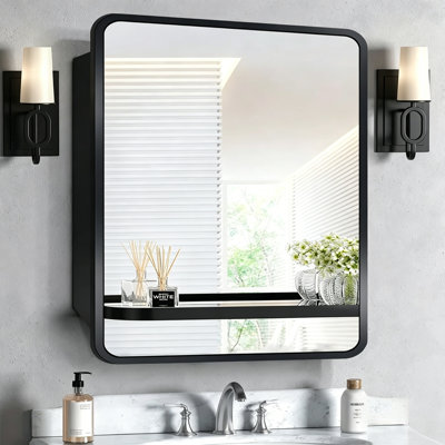 24" W x 30" H Black Medicine Cabinet Mirror For Bathroom ( Overall assembly completed )