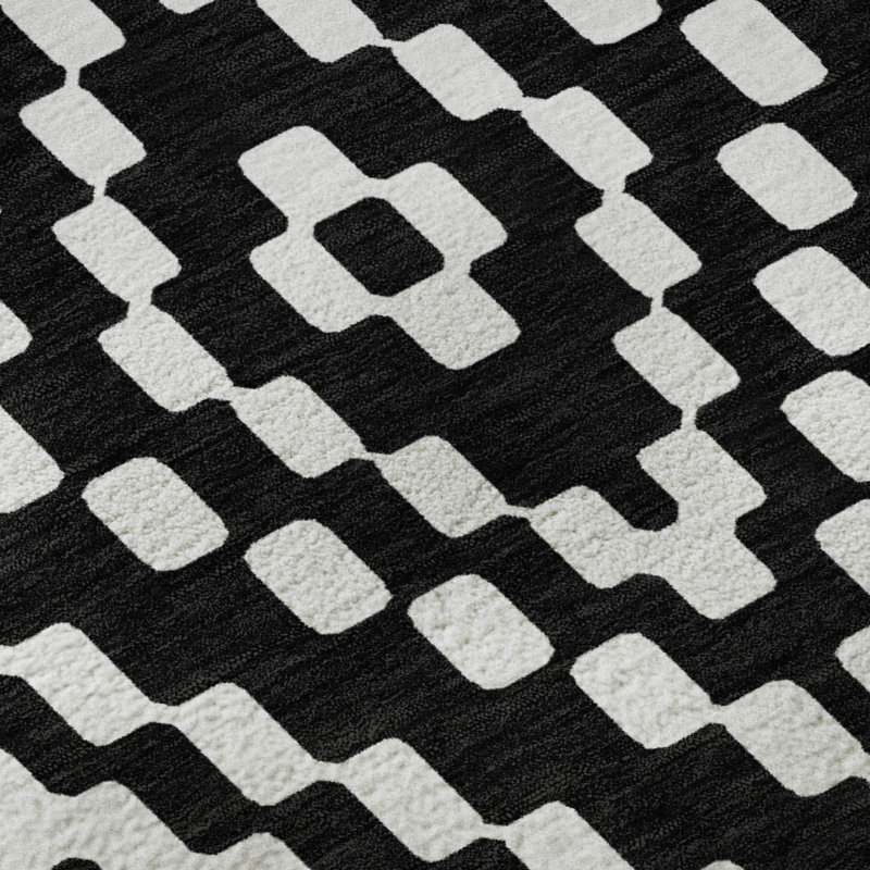 Tapis noir Prisco lavable à la machine de qualité supérieure, Rectangulaire 8 pi x 10 pi