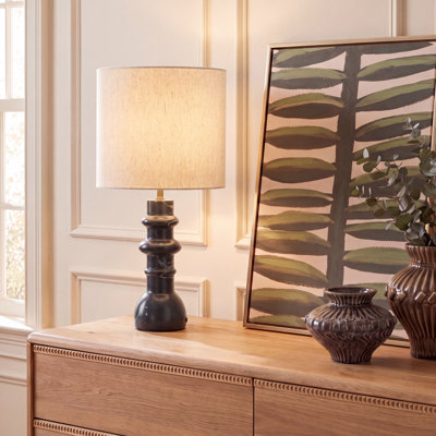 Teya 22" Black Marble Table Lamp