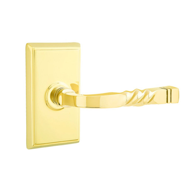 Santa Fe Double Dummy Door Lever, Right, Bright Brass