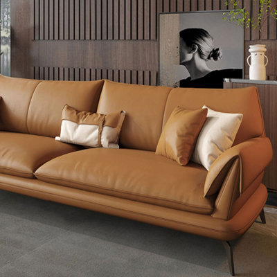 Orange Genuine Leather Standard Sofa cushion Loveseat