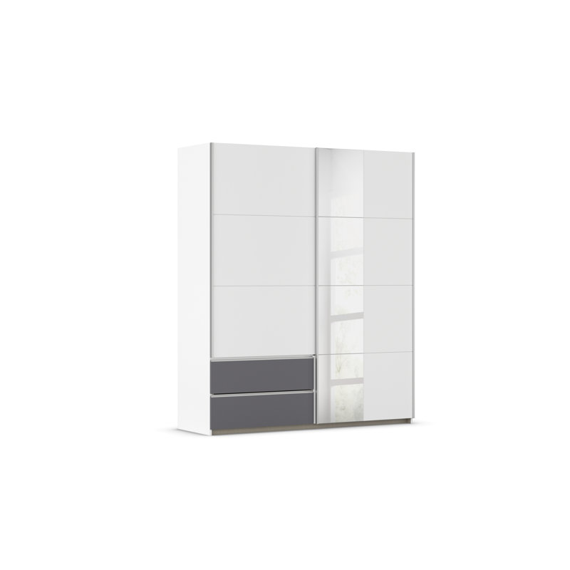 Sevilla sliding door wardrobe, Alpine white/Gray metallic/Aluminum colored