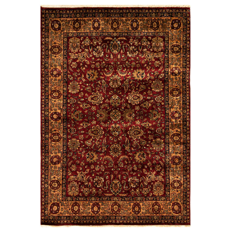 Tapis vin et or noué à la main de haute qualité