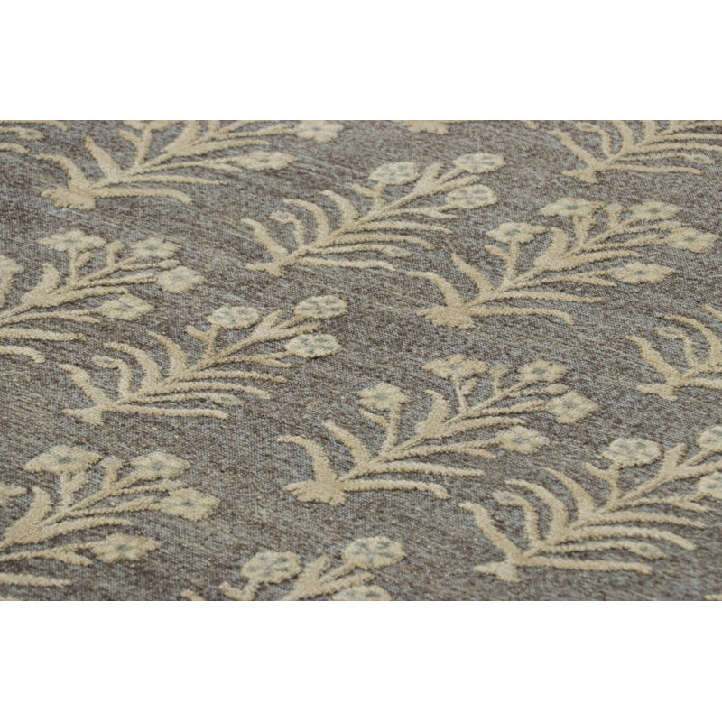 Rug & Kilim’S Block Print Rug Design In Brown With Beige Floral Patterns, Rectangle 10' x 14'