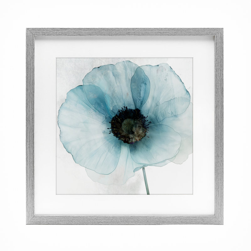 «Blue Promise Peony», reproduction d'art encadrée sous verre par Annabelle Hall, H 13 po x l 13 po, Cadre de ferme gris