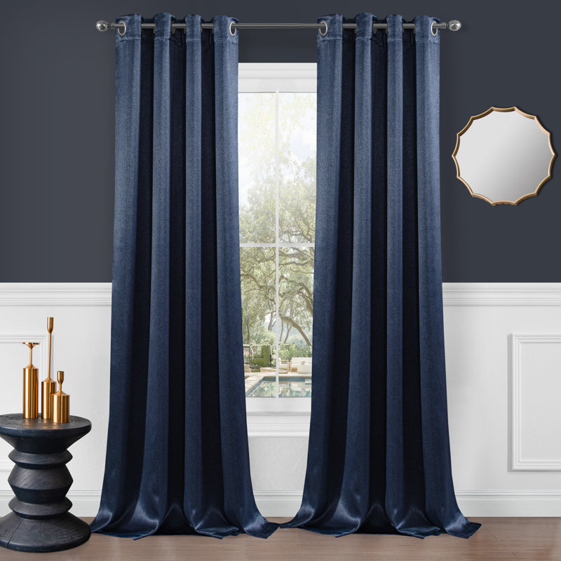 Rosetter Blackout Curtain Pair, Navy