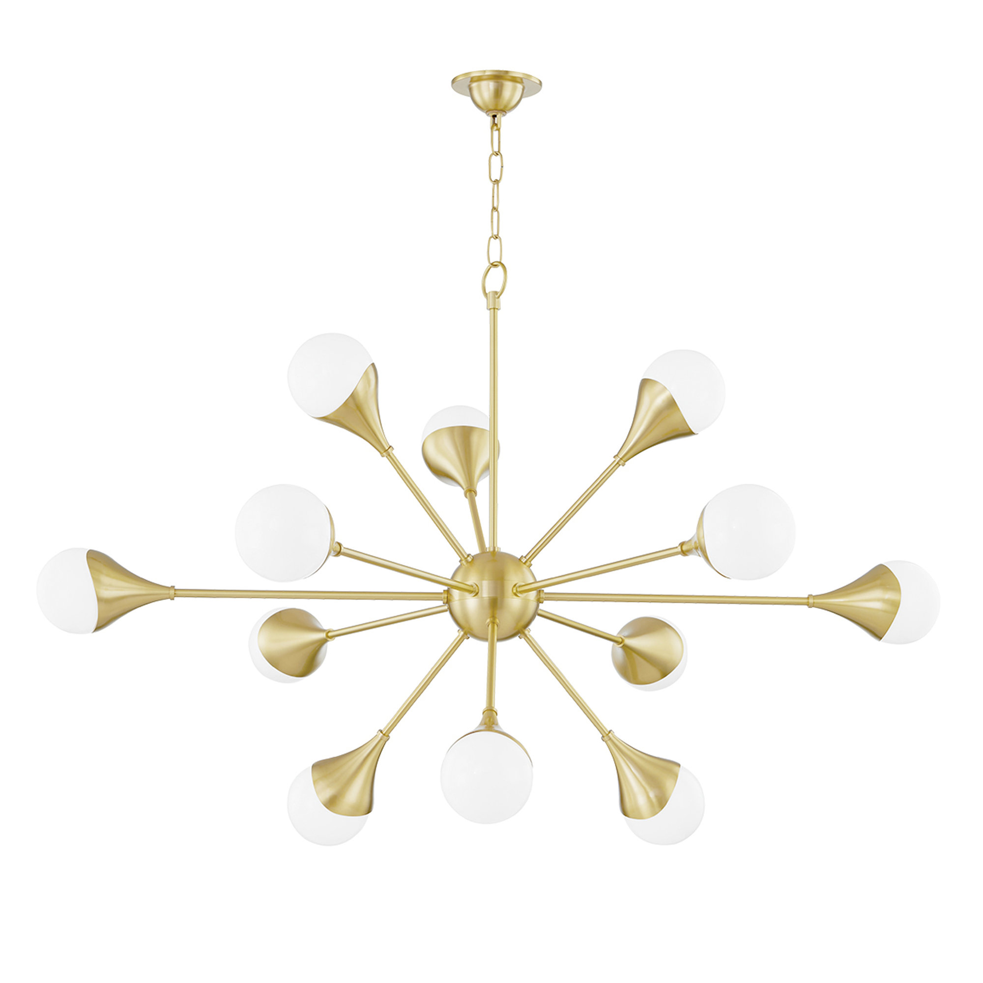 Ariana 12 Light Chandelier, Aged Brass