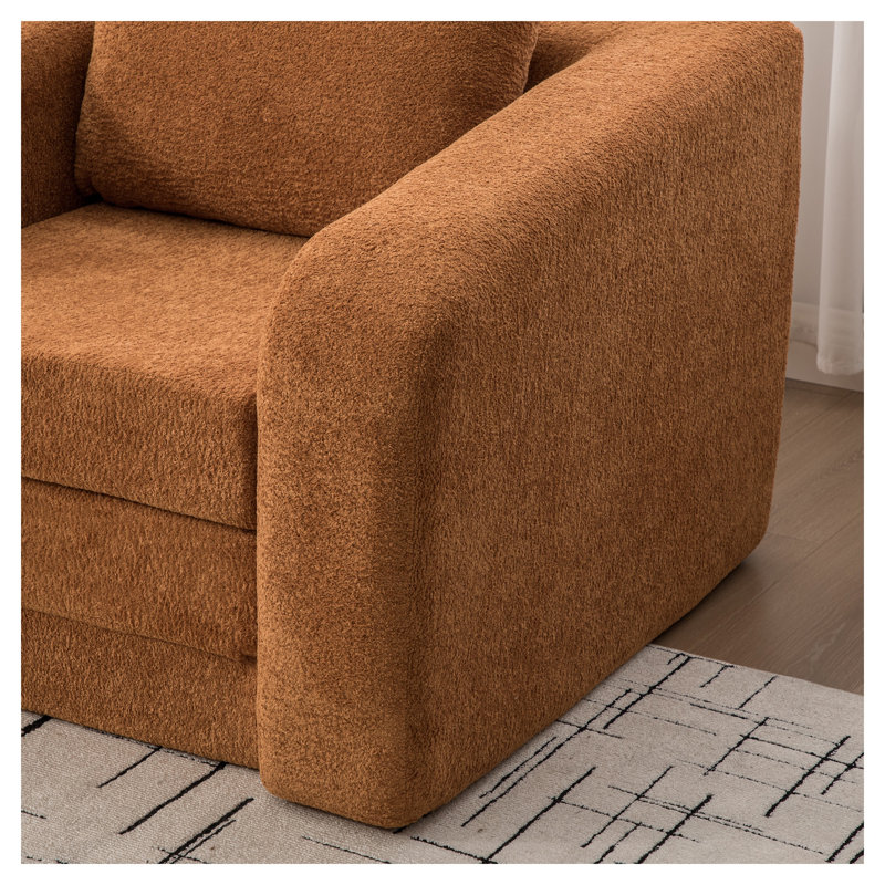 Canapé-lit pliable en chenille de 40 po avec accoudoirs et dossier orange