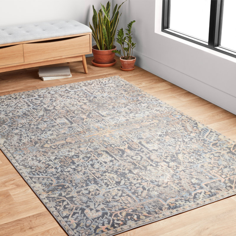 Tapis oriental gris Cudahy, Rectangle 6 pi 8 po x 8 pi 8 po