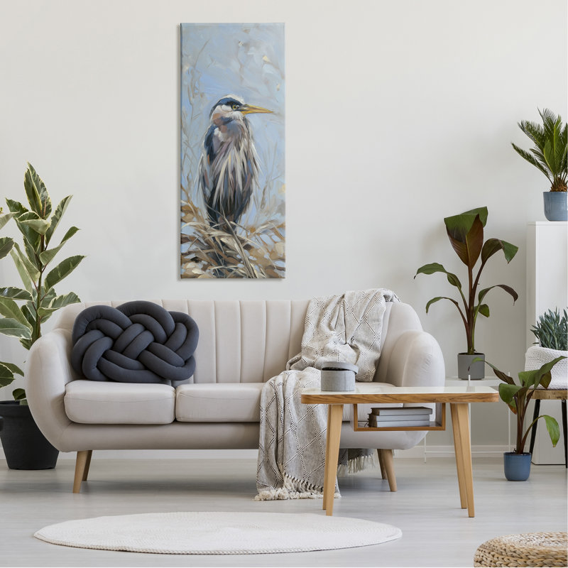 «Highland Dunes Bird on Branch», peinture sur toile par Andrea Lavery, H 48 po x l 20 po x P 1,5 po