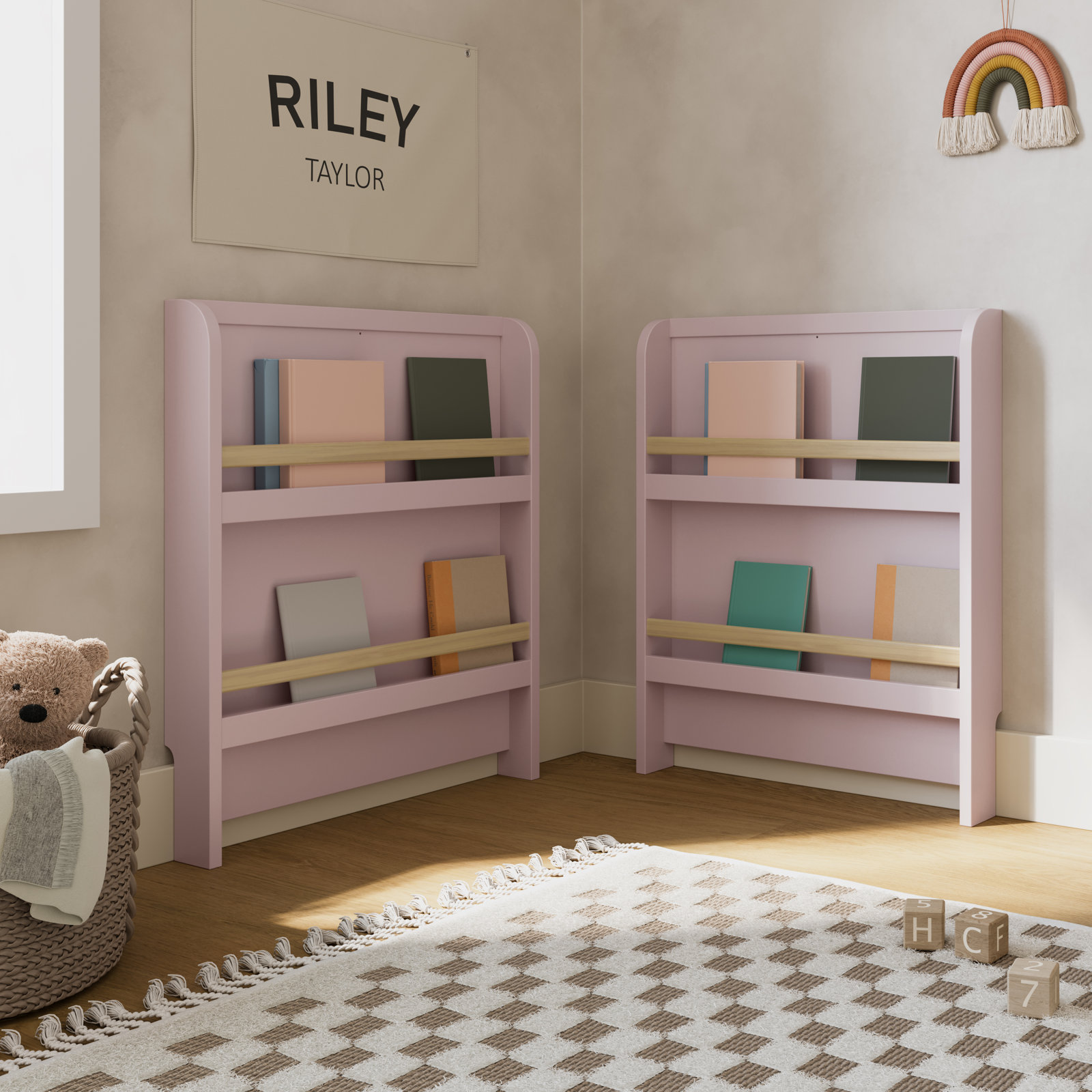 Read-with-Me Pine 4-in-1 Convertible Crib, Blush/Driftwood, Crib