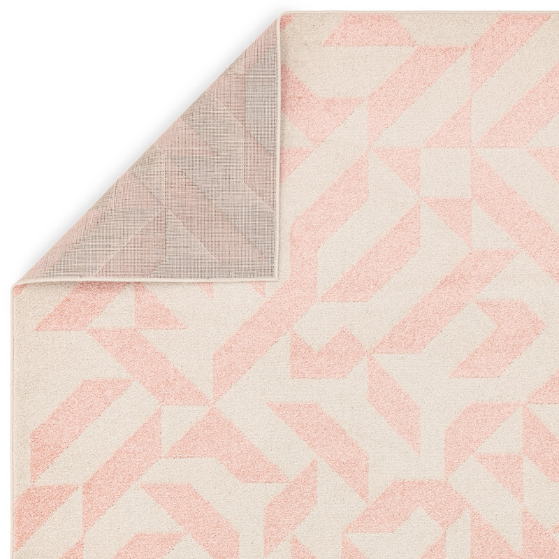 Brannon Pink Shapes Area Rug, Rectangle 200 x 290cm