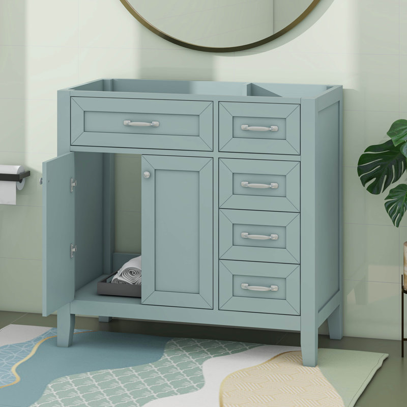 Meuble-lavabo 36 po sans lavabo moderne avec portes d'armoire, Vert