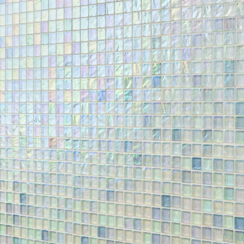 Splash 1X1 Polished Glass Mosaic Tile, Glacier White