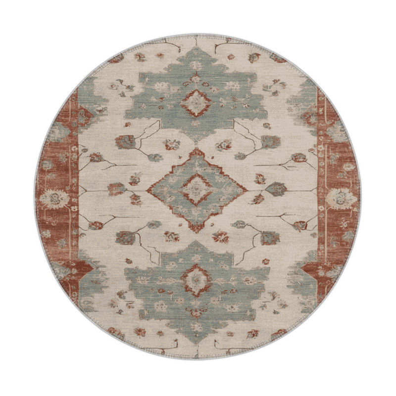 Tapis d'intérieur et d'extérieur surteint beige, Rond 5 pi