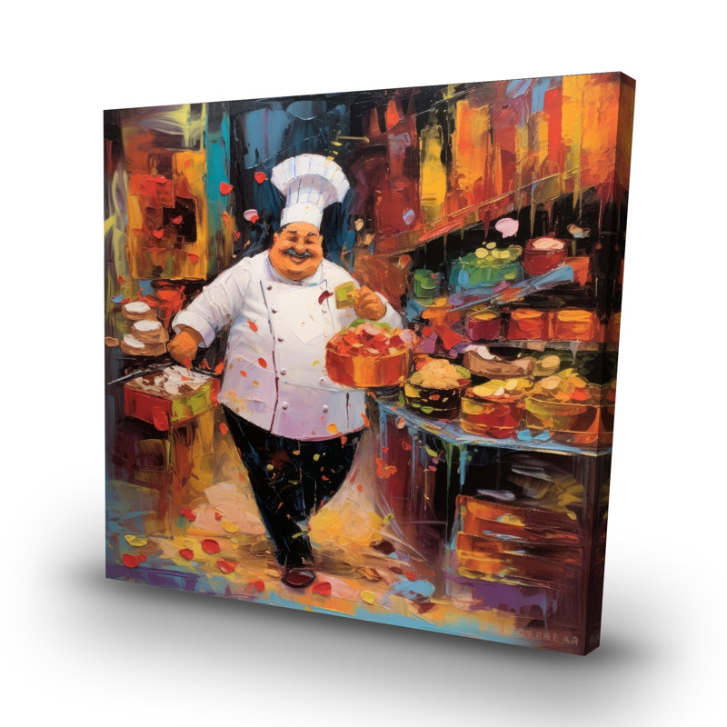 Walking cook - 32"x32" art on canvas