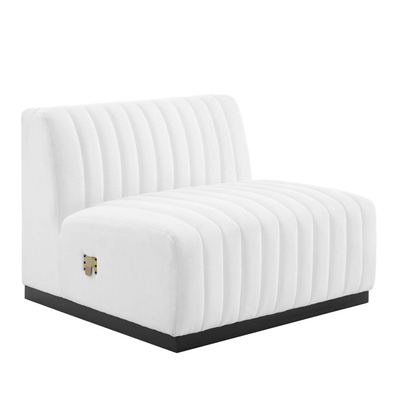 Chaise sans accoudoirs rembourrée en tissu Conjure Channel, 100% polyester blanc