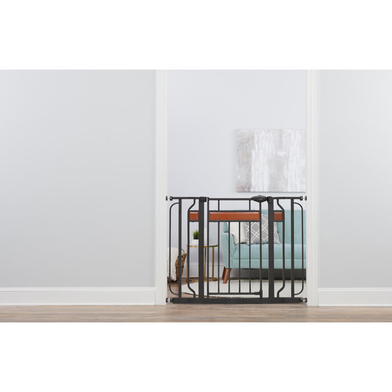 Black and Cherry Wood Pressure Mounted Baby Gate
