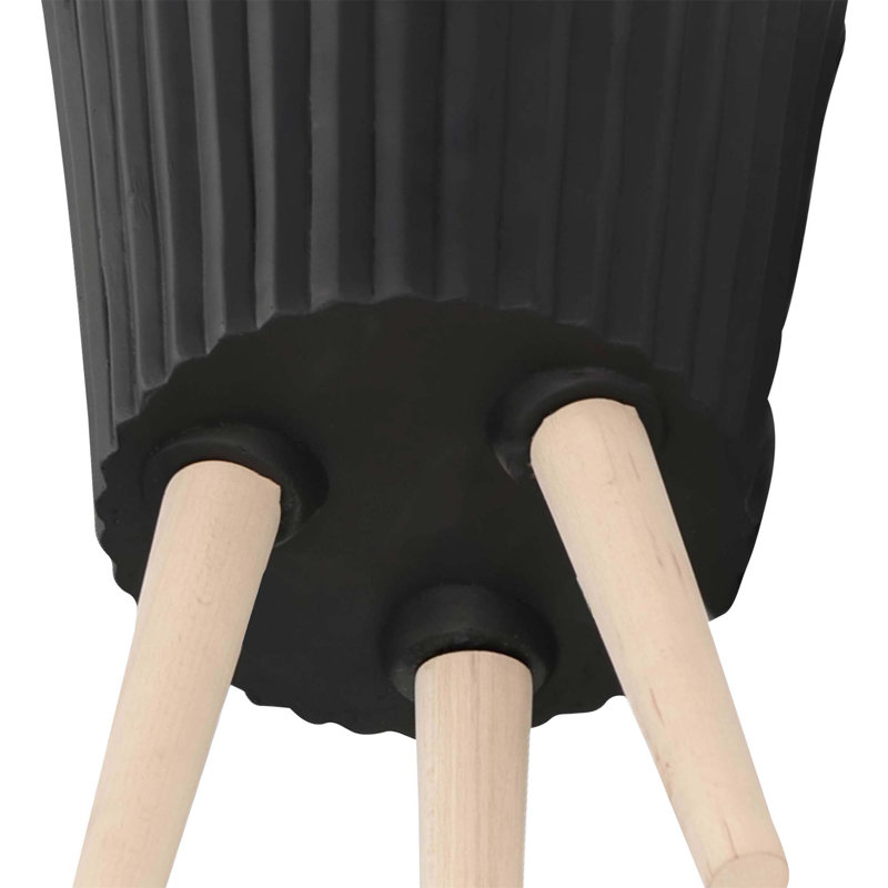 S/2 10/12" RIDGED PLANTER W/ WOOD LEGS (KD)